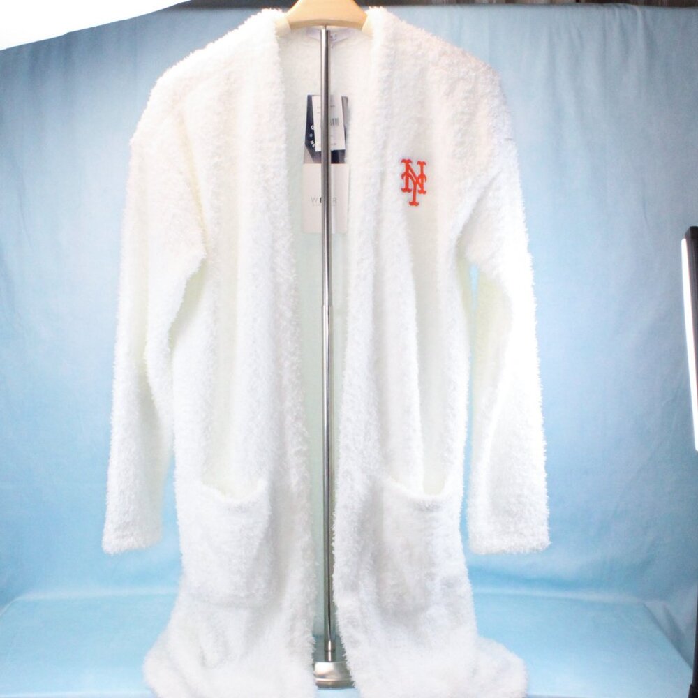 New York Mets Fuzzy Knit Open Front Lounge Cardigan with Pockets Women's Size XL